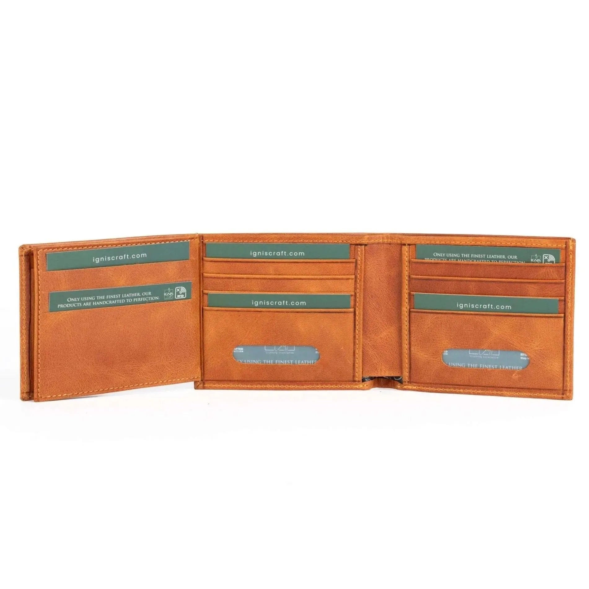 Bifold Leather Wallet | Dual Flip Amber - Ignis Craft