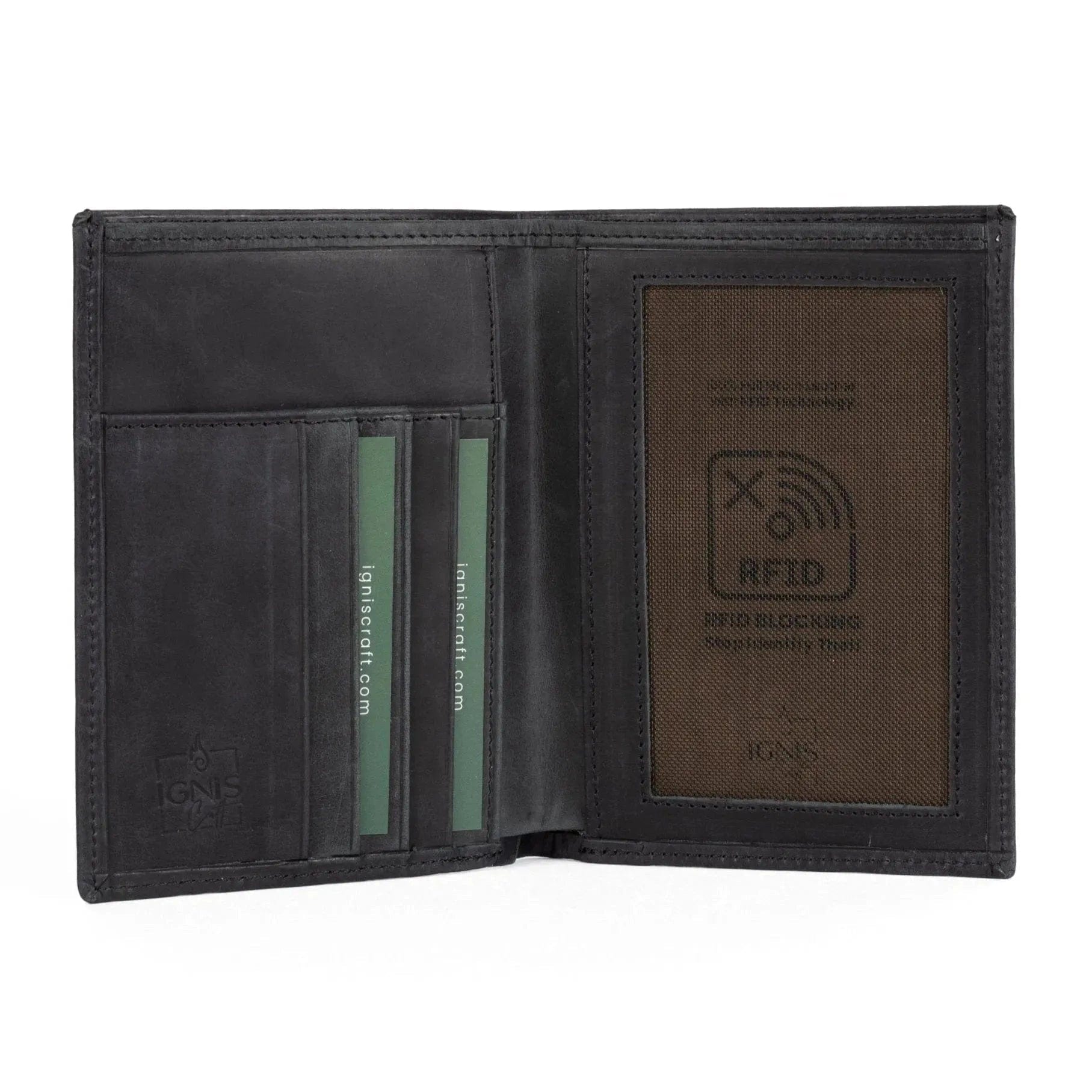 Leather Passport Wallet | Voyager Obsidian - Ignis Craft