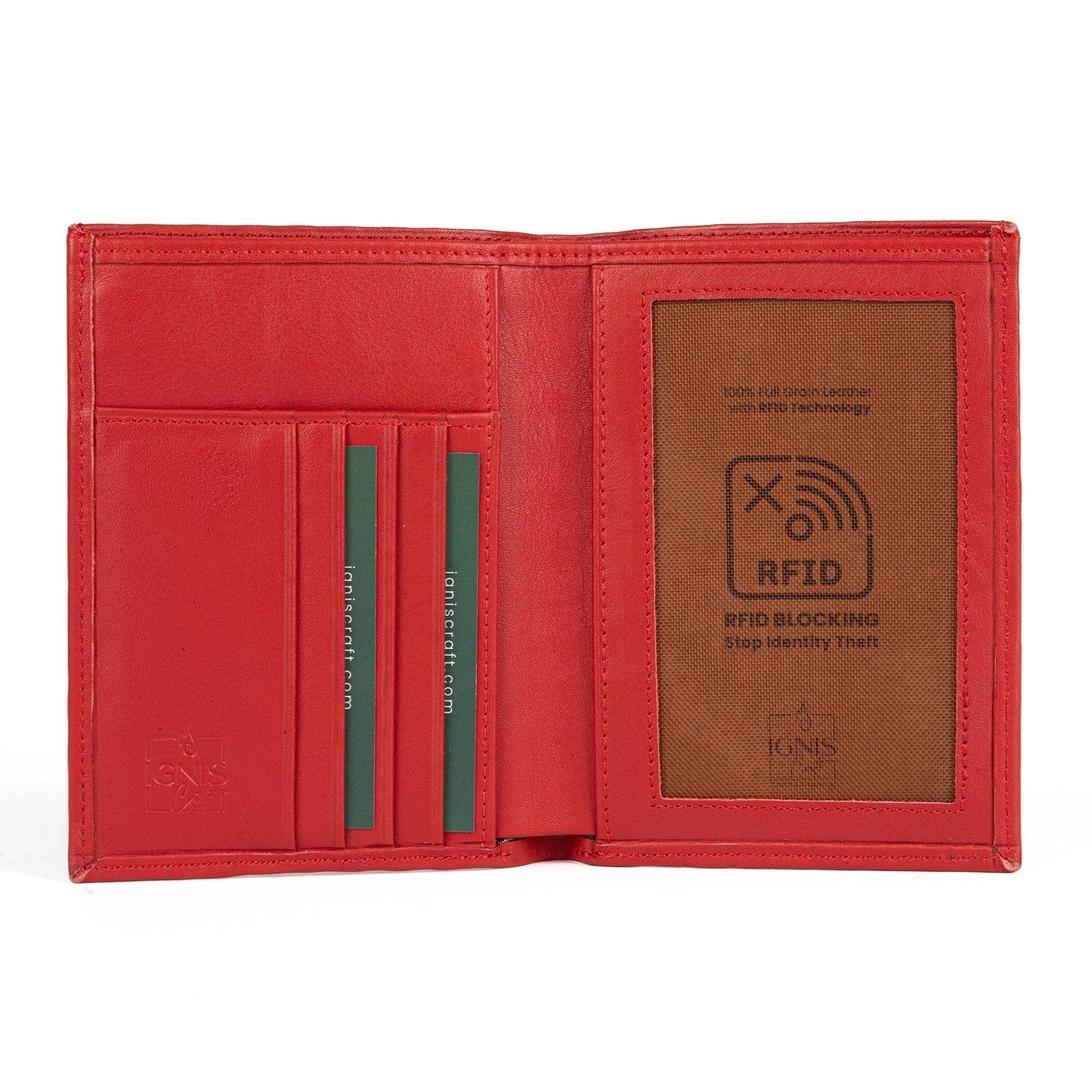 Leather Passport Wallet | Voyager Ruby - Ignis Craft