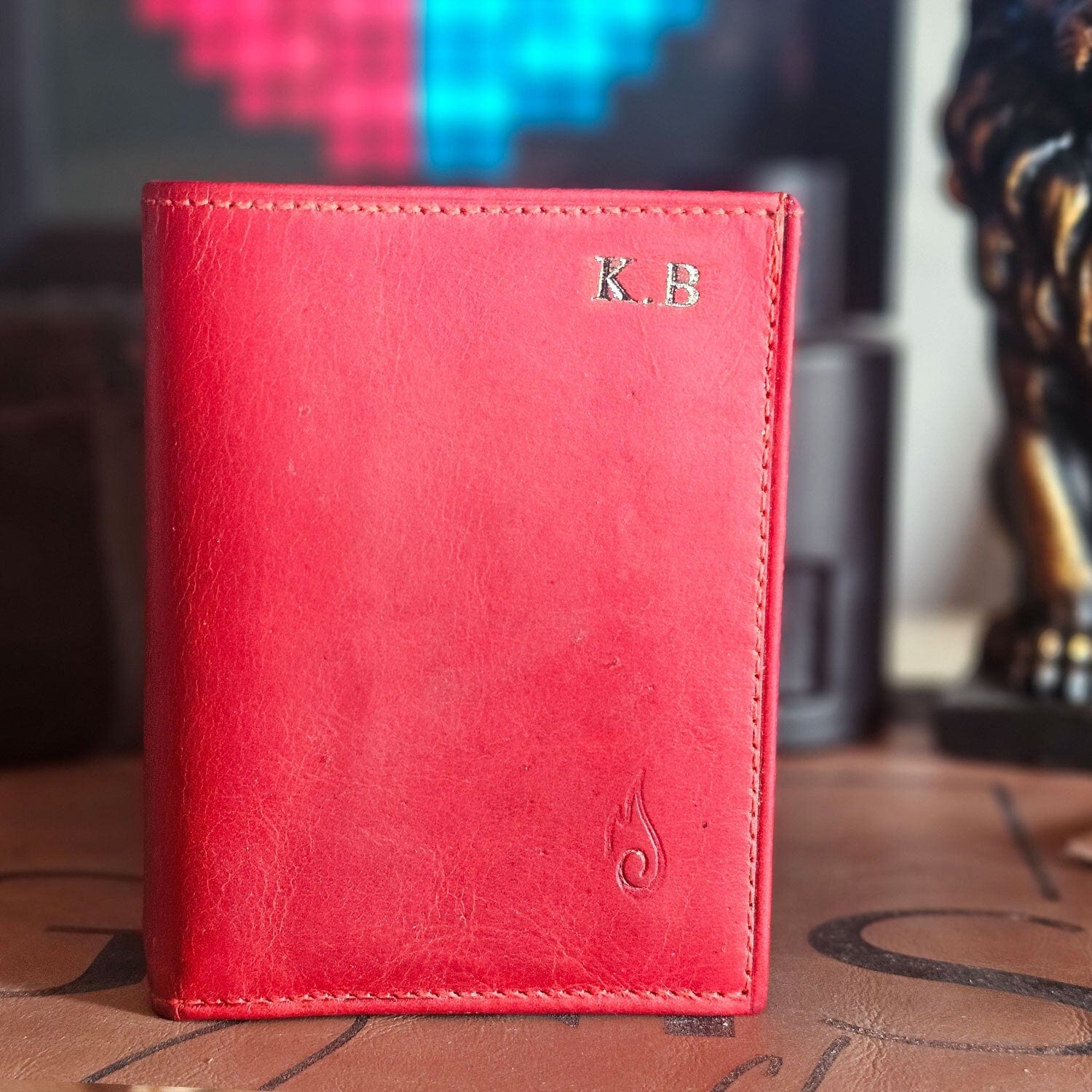 Leather Passport Wallet | Voyager Ruby - Ignis Craft