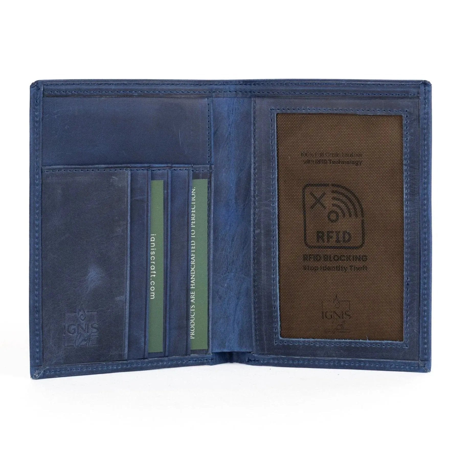 Leather Passport Wallet | Voyager Sapphire - Ignis Craft