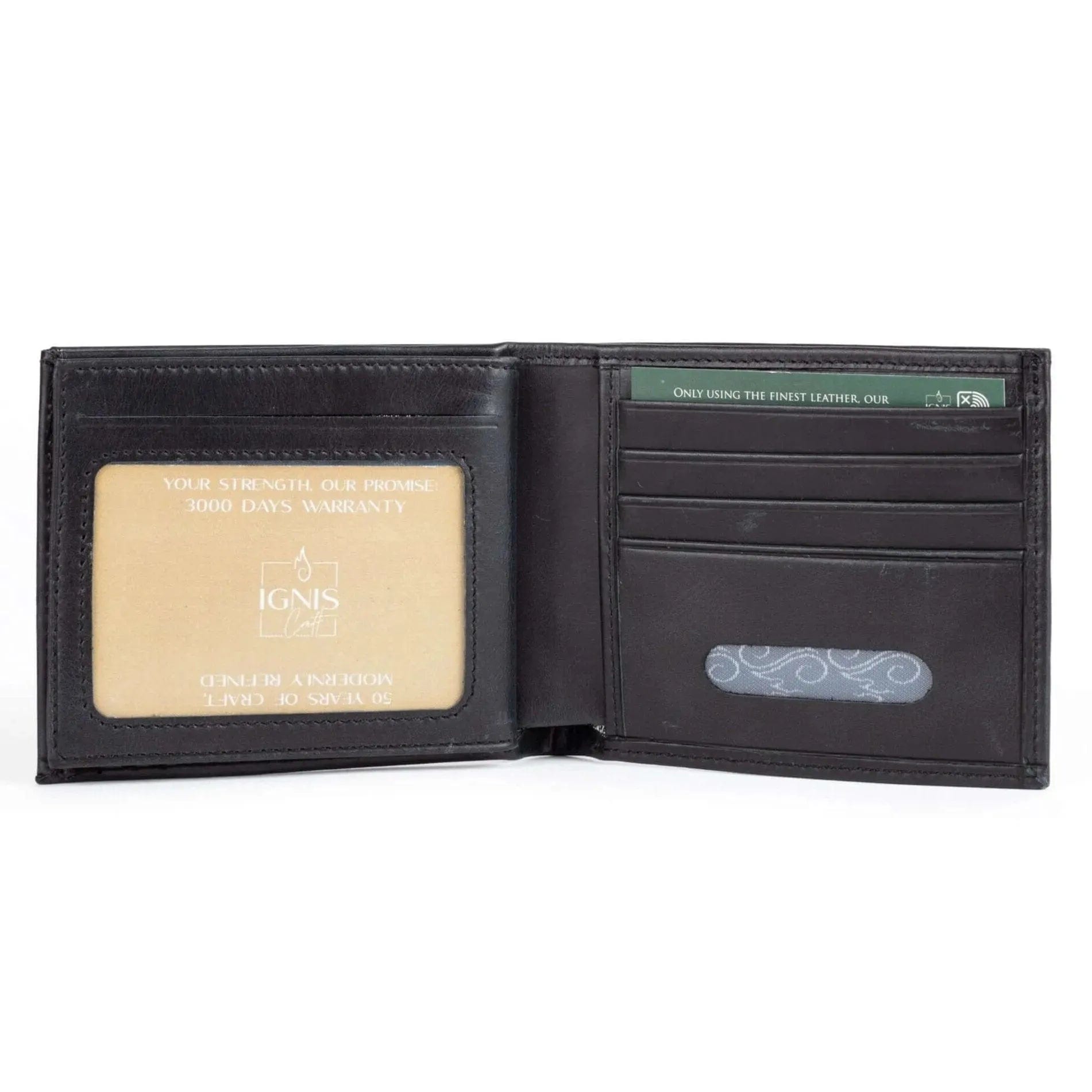 Mens Leather Bifold Wallet | Companion Obsidian - Ignis Craft