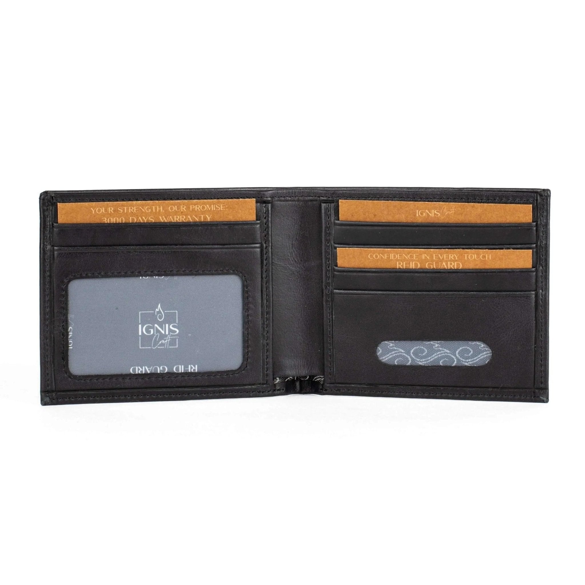 Mens Leather Bifold Wallet | Essential Slim Obsidian - Ignis Craft