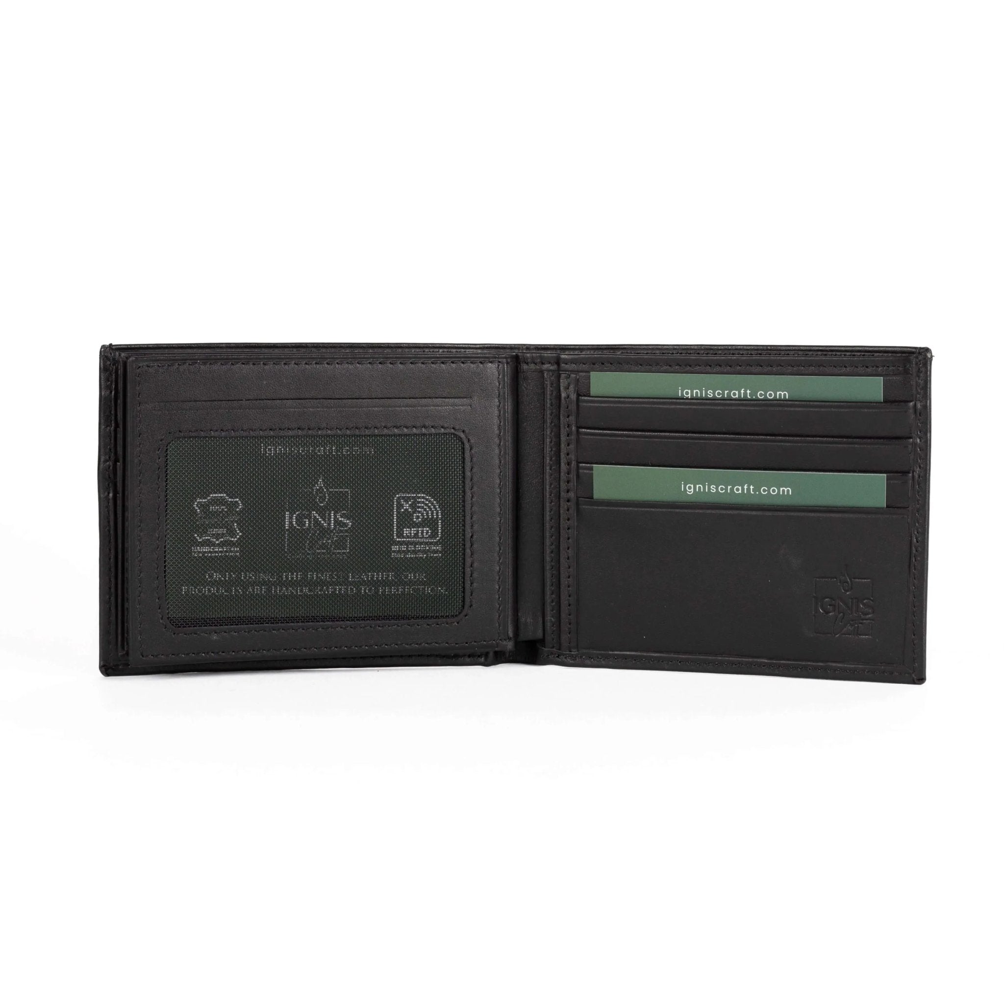 Mens Leather Bifold Wallet | Origin Duo Onyx - Ignis Craft