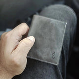 Mens Leather Vertical Bifold Card Wallet | Slimline Basalt - Ignis Craft