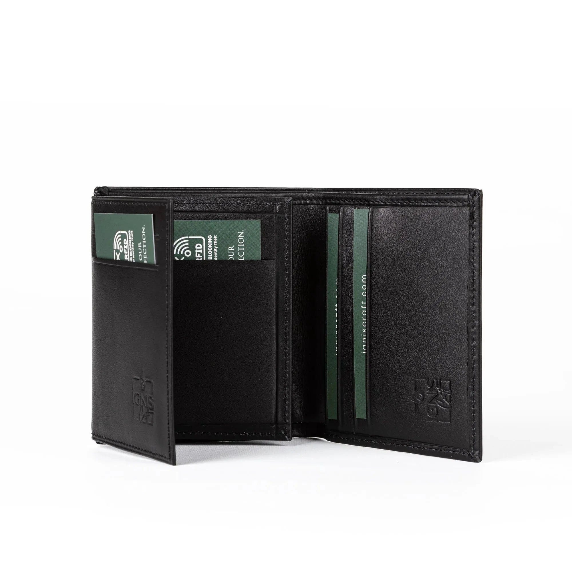 Mens Leather Vertical Bifold Wallet | Multifold Onyx - Ignis Craft