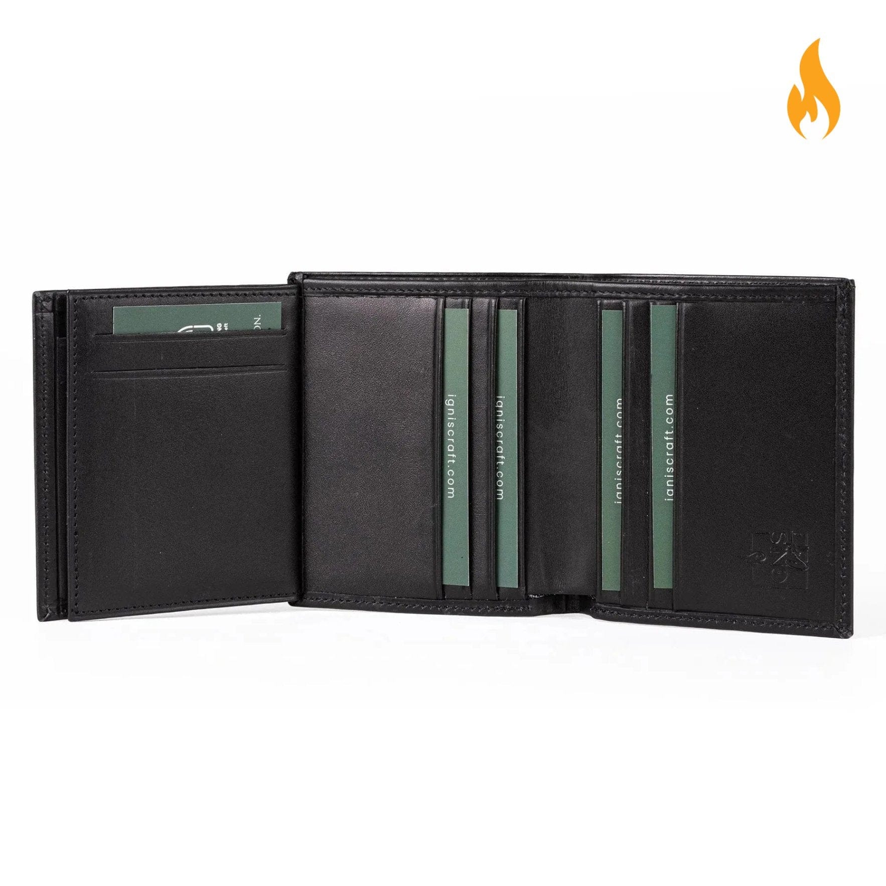 Mens Leather Vertical Bifold Wallet | Multifold Onyx - Ignis Craft