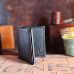 Mens Leather Vertical Bifold Wallet | Multifold Onyx - Ignis Craft