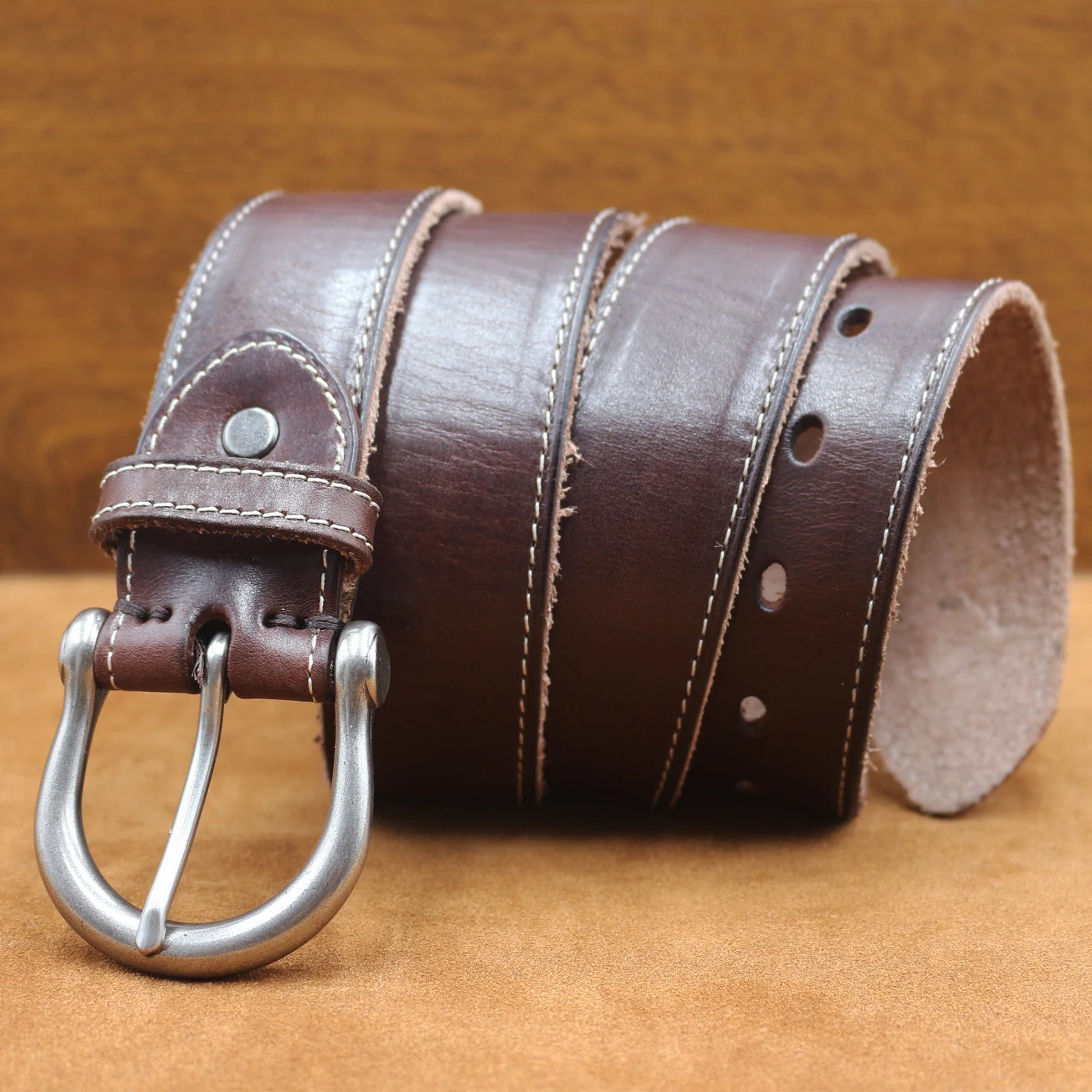 Men's Natural Cowhide Leather Belt – Durable Style with Unique Texture | IGNIS Craft - Ignis Craft