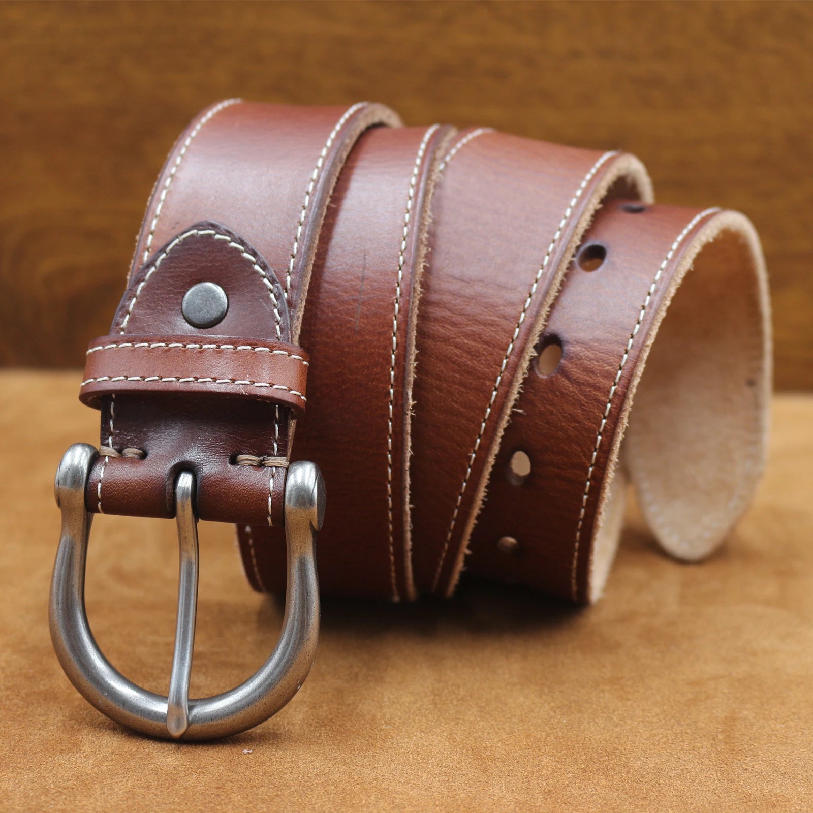 Men's Natural Cowhide Leather Belt – Durable Style with Unique Texture | IGNIS Craft - Ignis Craft