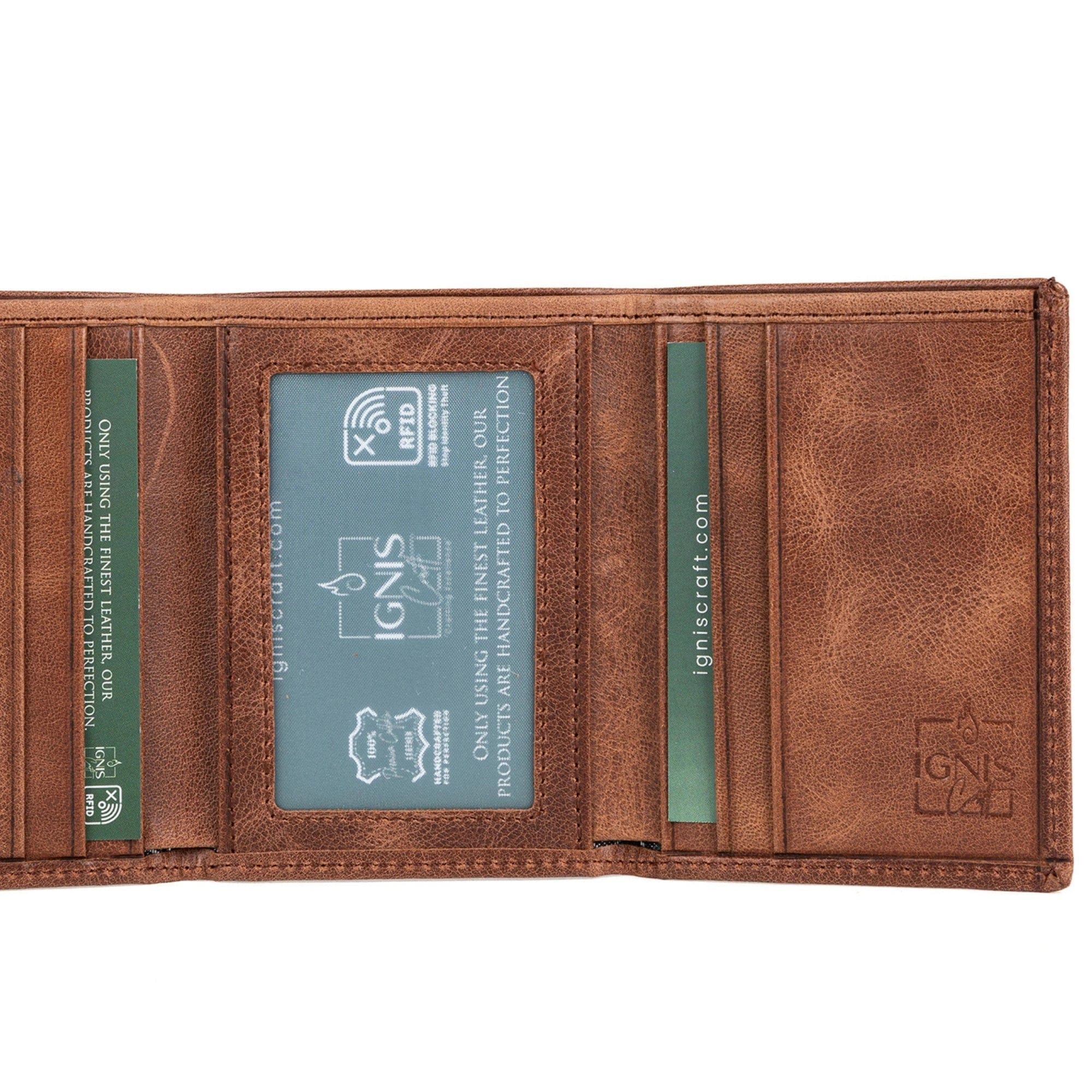 Mens Trifold Leather Wallet | Apex Agate - Ignis Craft