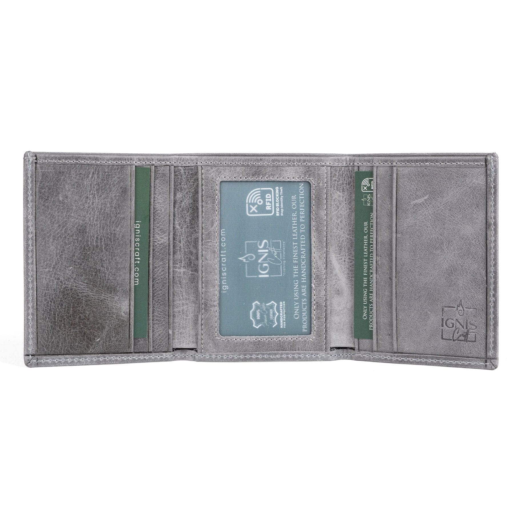 Mens Trifold Leather Wallet | Apex Marble - Ignis Craft