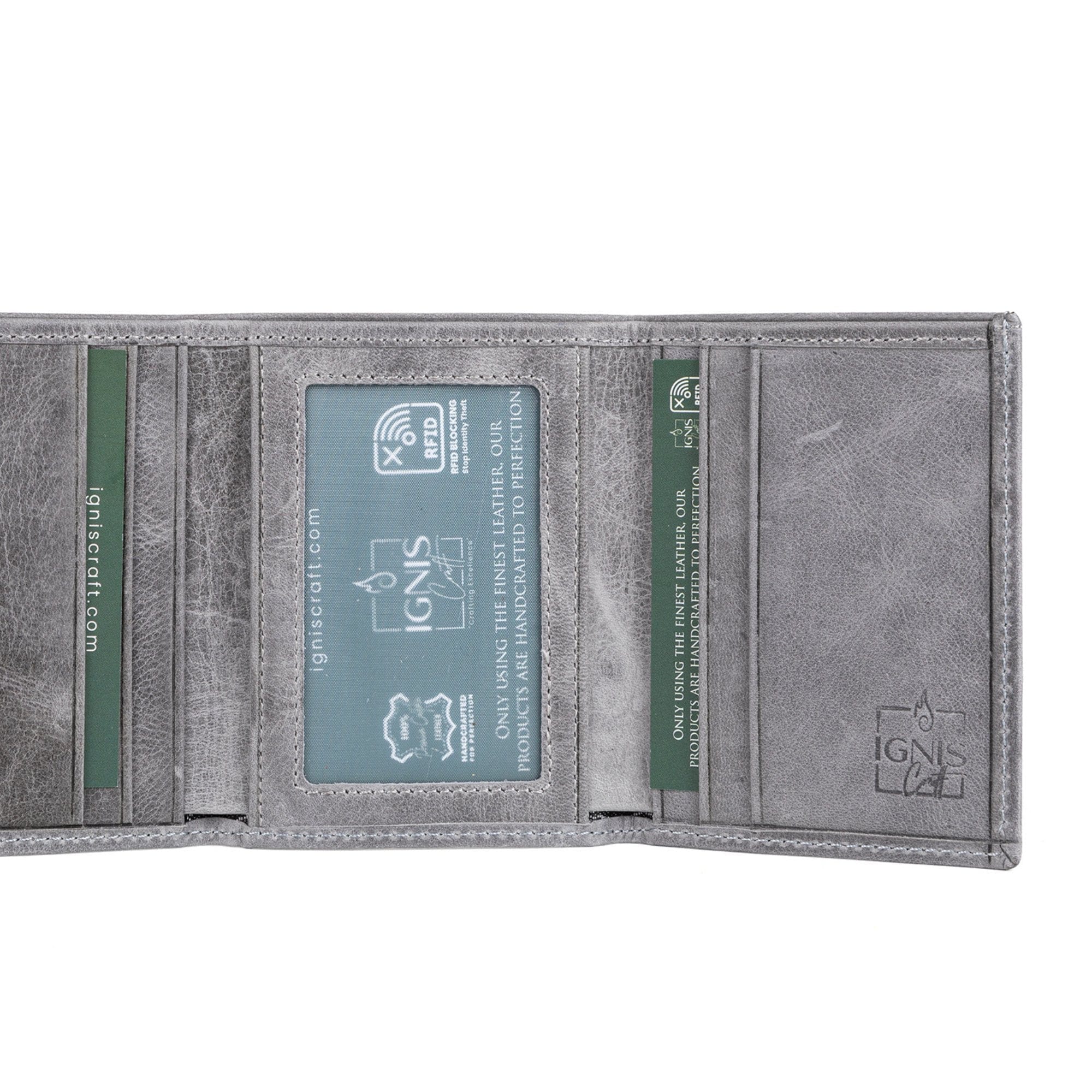 Mens Trifold Leather Wallet | Apex Marble - Ignis Craft