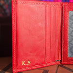 Mens Trifold Leather Wallet | Apex Ruby - Ignis Craft