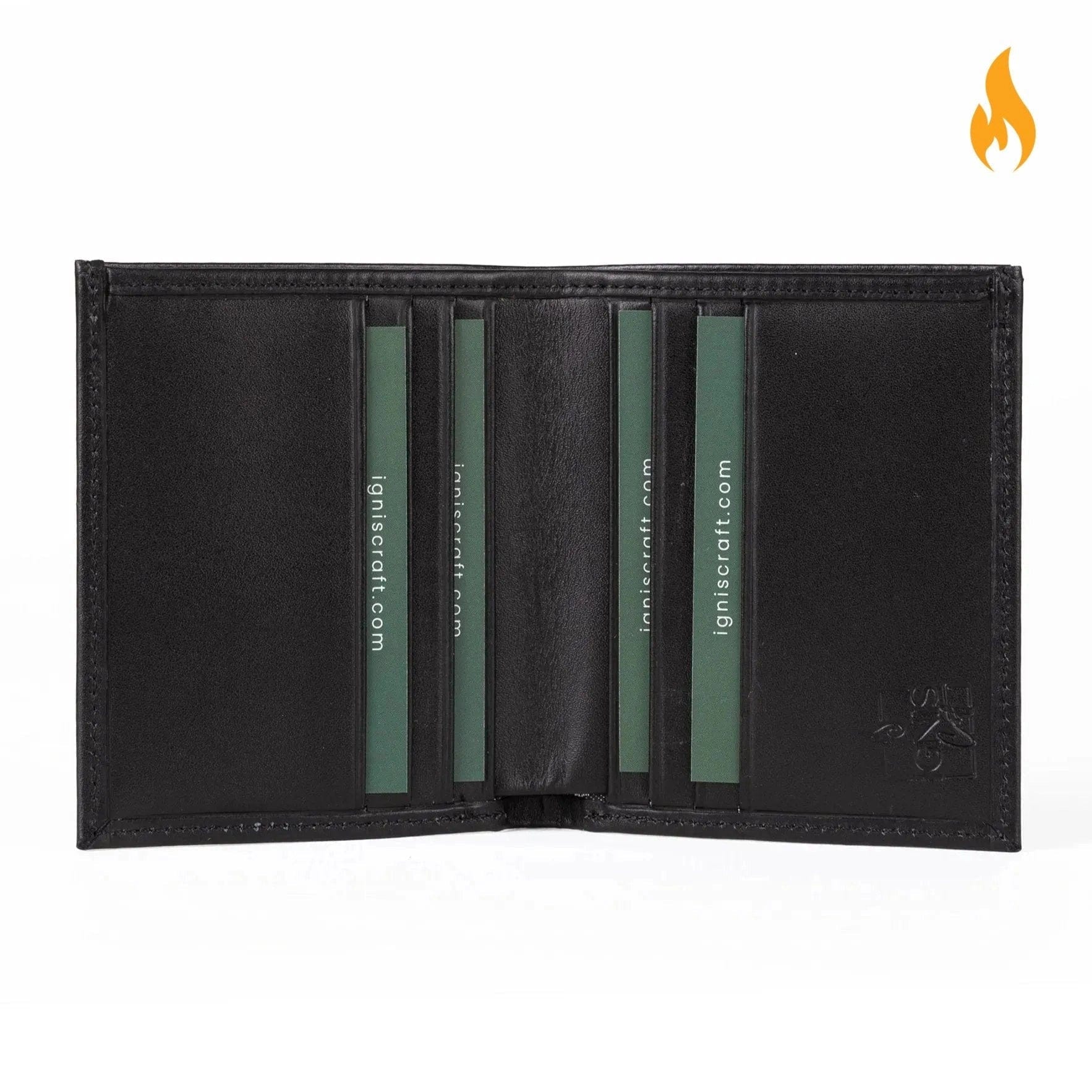 Mens Vertical Bifold Slim Card Wallet | Slimline Onyx - Ignis Craft