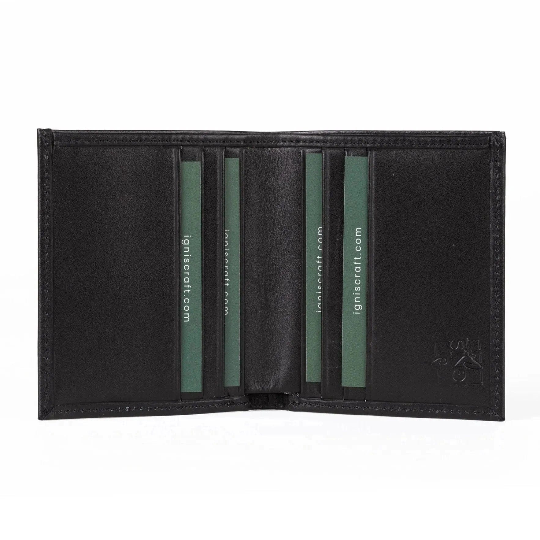 Mens Vertical Bifold Slim Card Wallet | Slimline Onyx - Ignis Craft