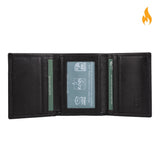 Mens Wallet Leather Trifold Black | Apex Onyx - Ignis Craft