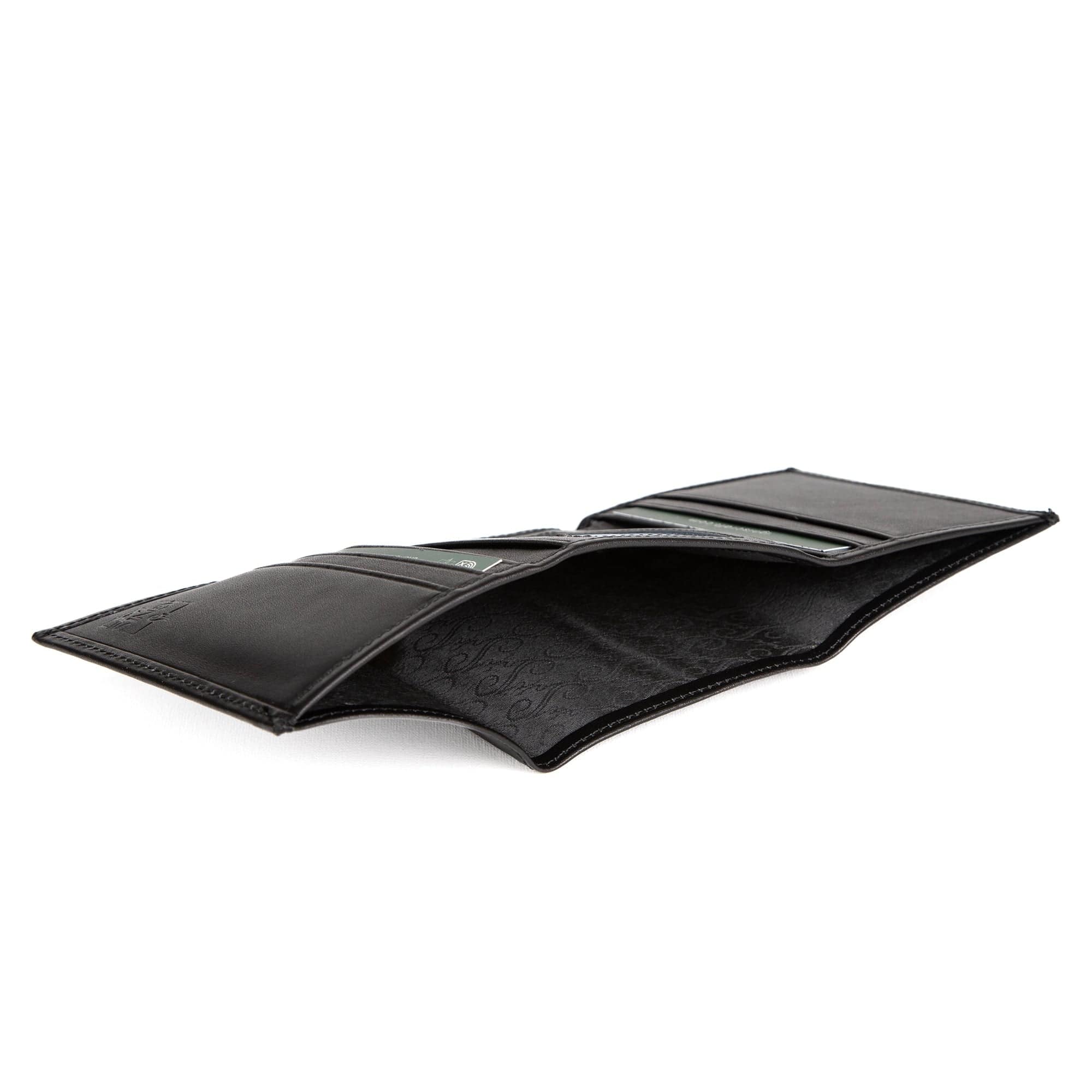 Mens Wallet Leather Trifold Black | Apex Onyx - Ignis Craft