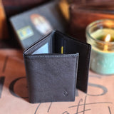 Mens Wallet Leather Trifold Black | Apex Onyx - Ignis Craft