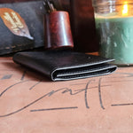 Mens Wallet Leather Trifold Black | Apex Onyx - Ignis Craft