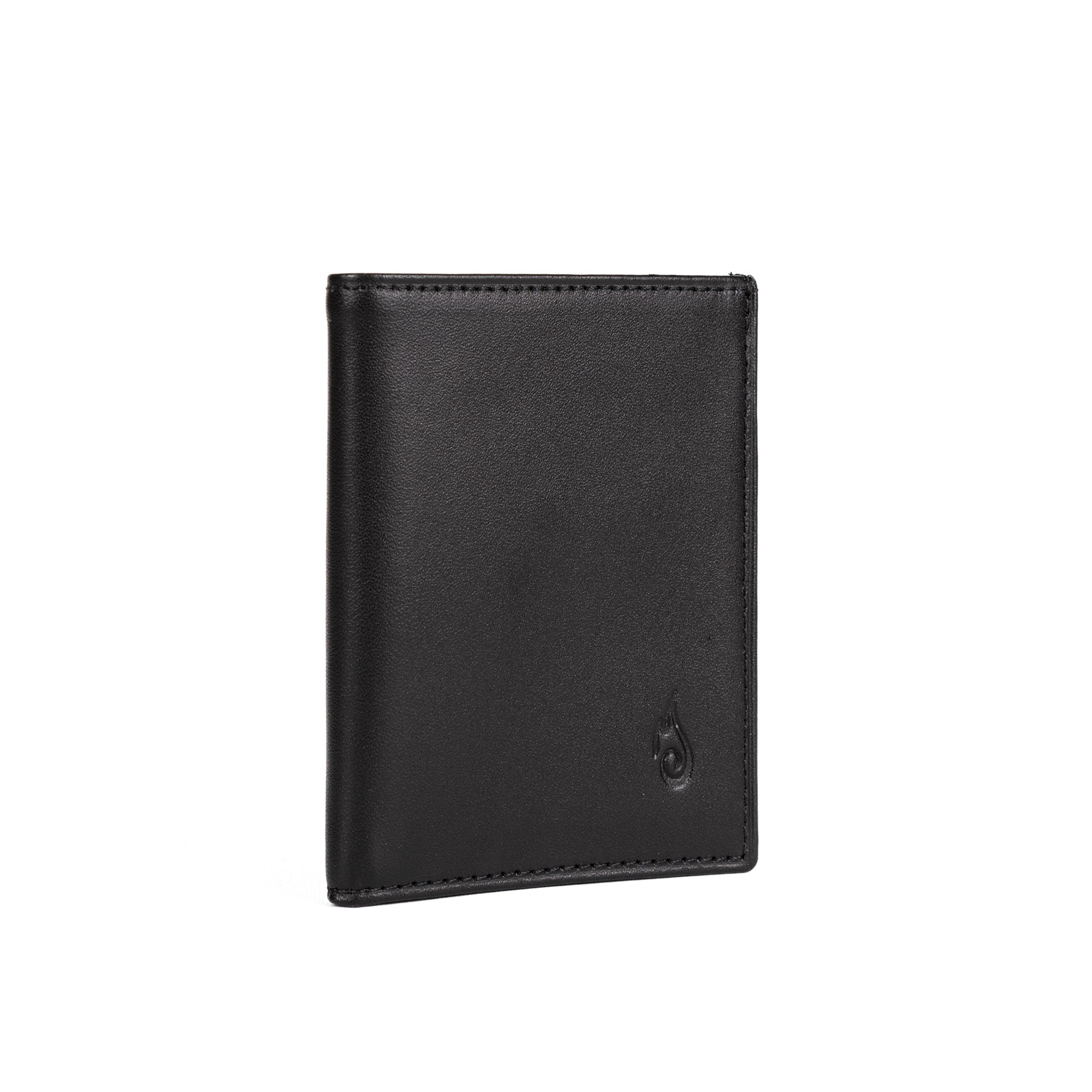 Mens Wallet Leather Trifold Black | Apex Onyx - Ignis Craft