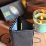 Mens Wallet Leather Trifold Black | Apex Onyx - Ignis Craft