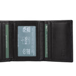 Mens Wallet Leather Trifold Black | Apex Onyx - Ignis Craft