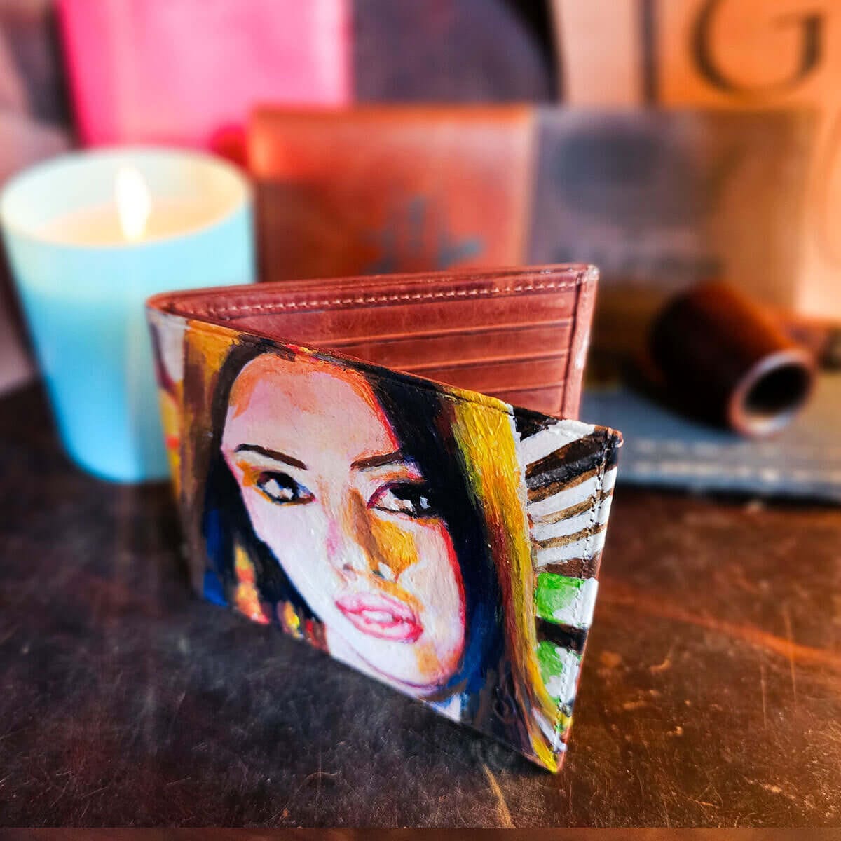 Painted Portraits | Custom Mens Card Holder - Ignis Craft