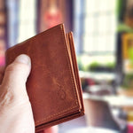 Vertical Bifold Leather Card Wallet | Slimline Amber - Ignis Craft