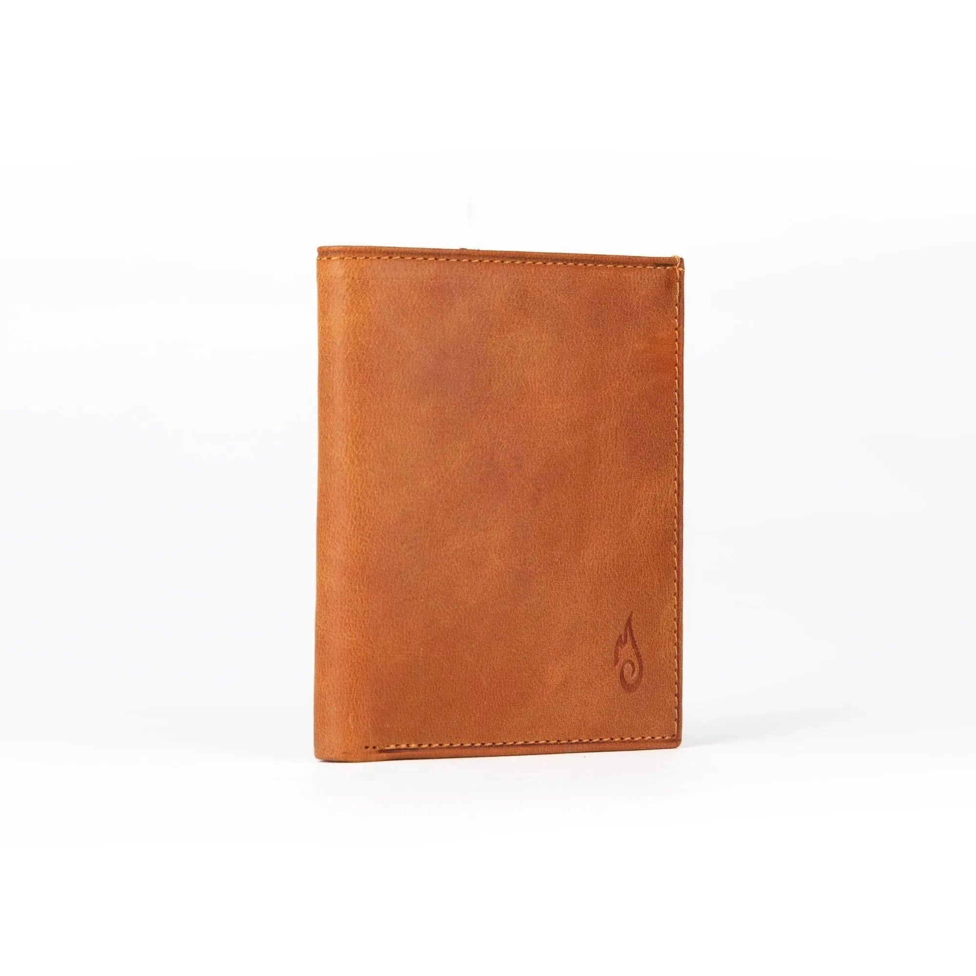 Vertical Bifold Leather Card Wallet | Slimline Amber - Ignis Craft