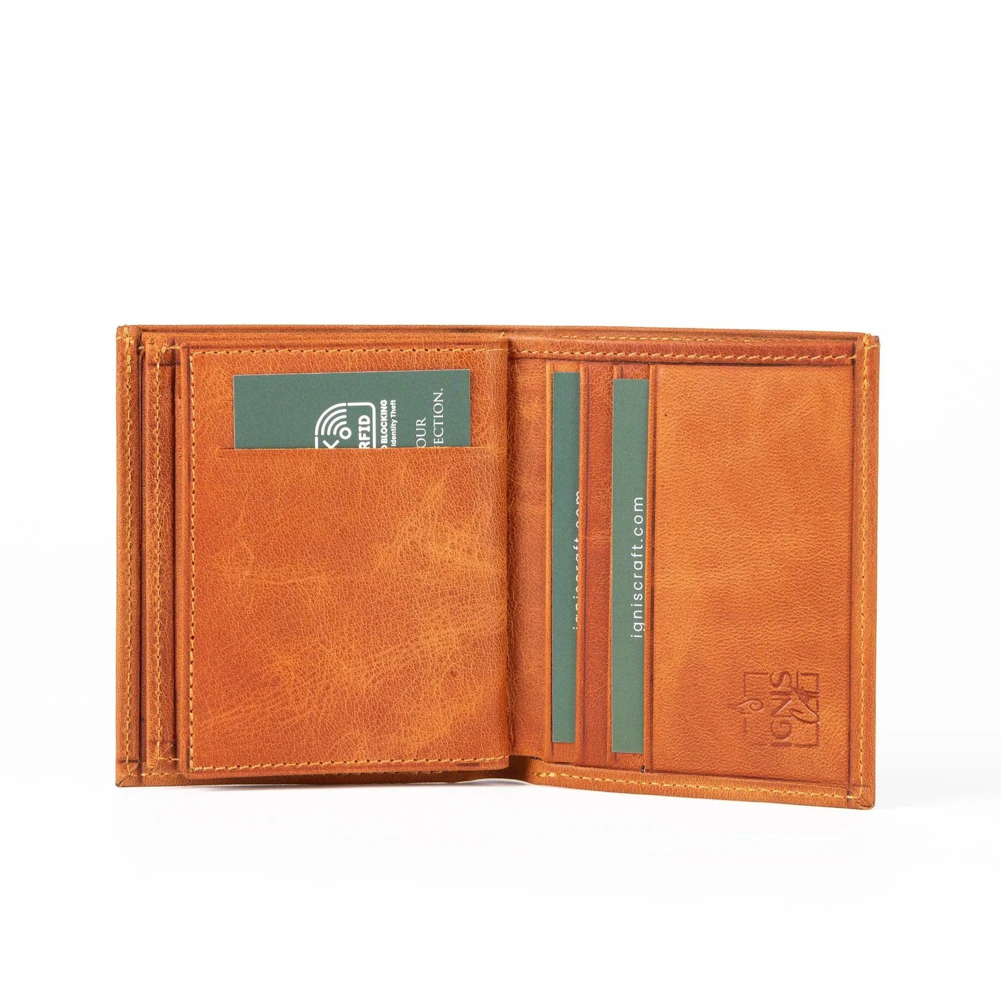 Vertical Bifold Leather Wallet | Capsule Amber - Ignis Craft