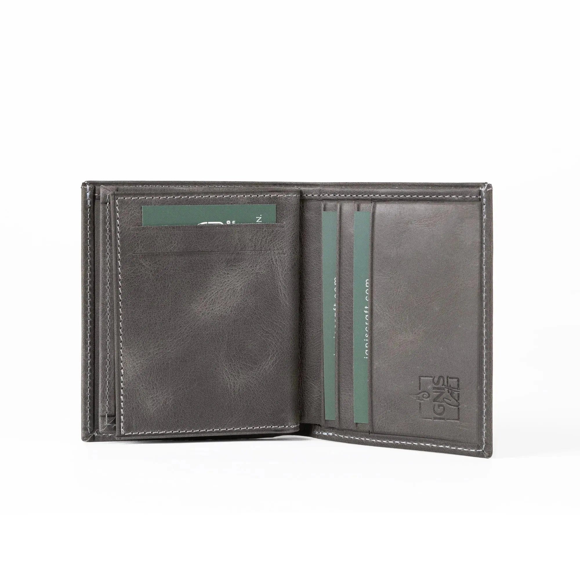 Vertical Bifold Leather Wallet | Capsule Basalt - Ignis Craft