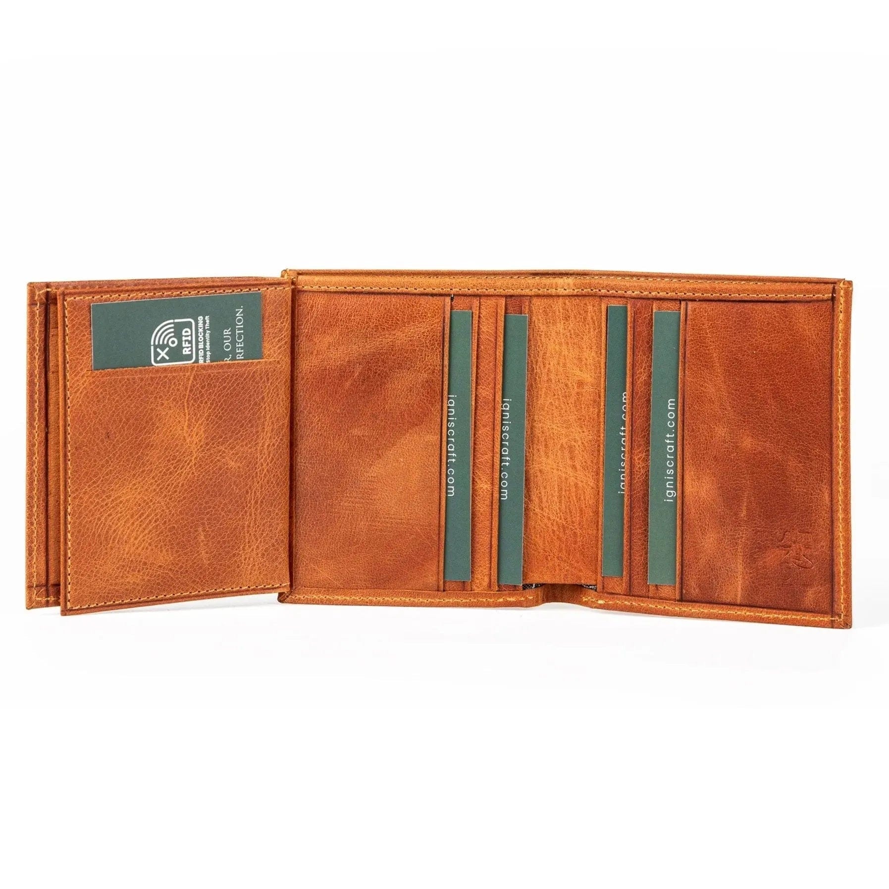 Vertical Bifold Leather Wallet | Multifold Amber - Ignis Craft