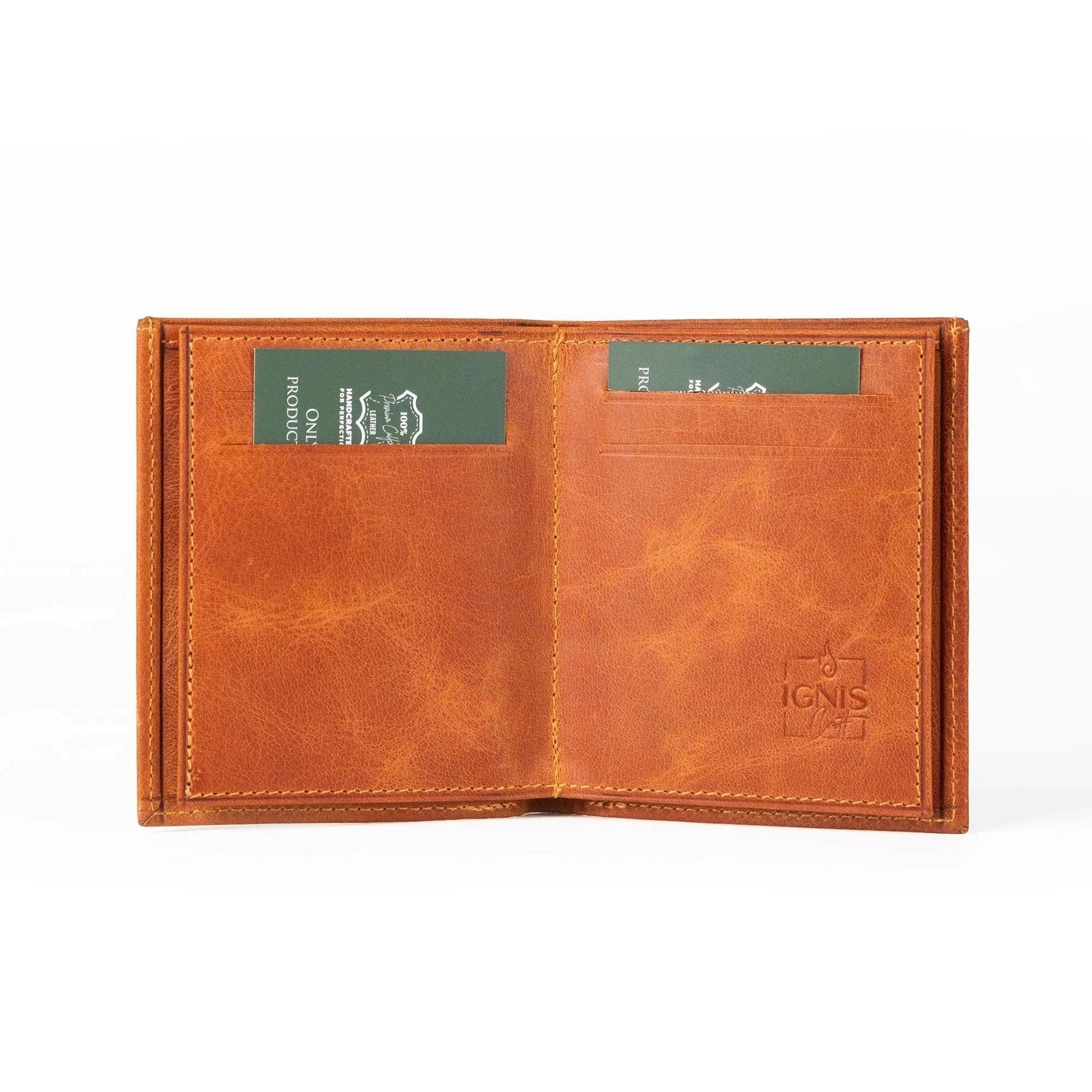 Vertical Bifold Leather Wallet | Pocket Pro Amber - Ignis Craft