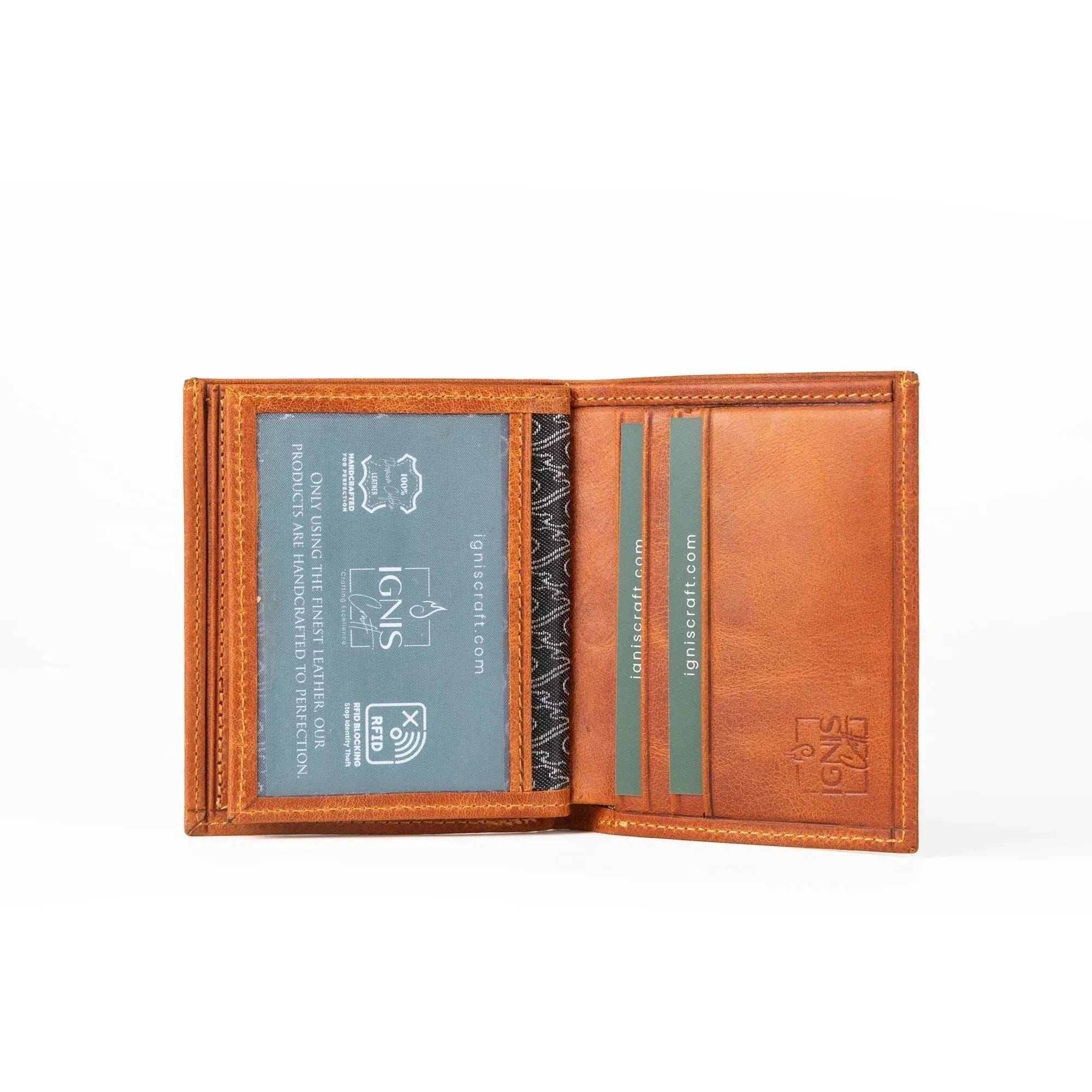 Vertical Bifold Leather Wallet | Pocket Pro Amber - Ignis Craft