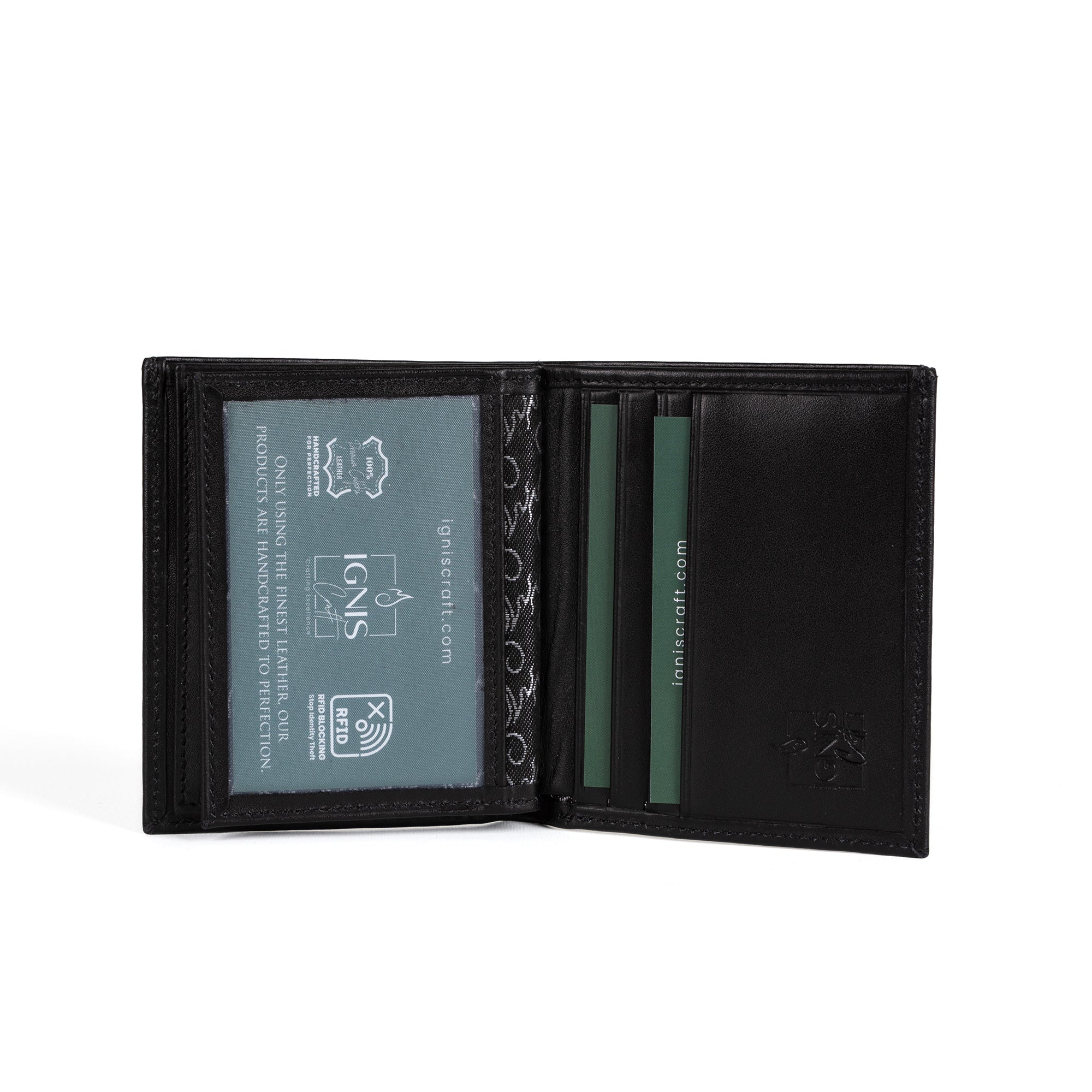 Vertical Bifold Leather Wallet | Pocket Pro Onyx - Ignis Craft