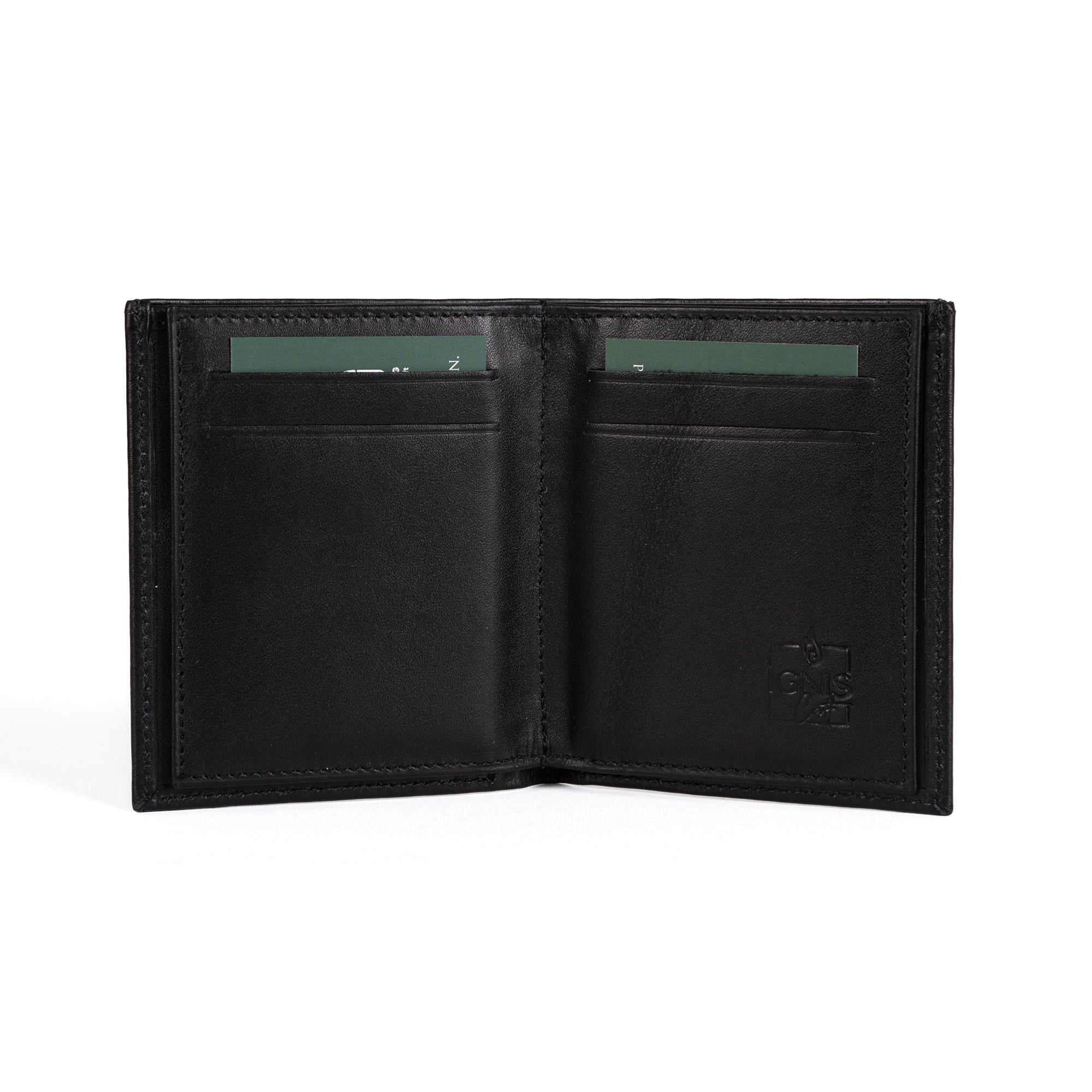 Vertical Bifold Leather Wallet | Pocket Pro Onyx - Ignis Craft